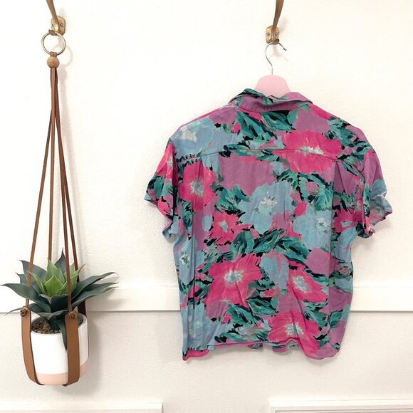 Jen's Pirate Booty Earth Floral Short Sleeve Top Size M - Picture 5 of 5